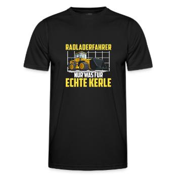 Radlader echte Kerle Radladerfahrer Bauarbeiter - Männer Funktions-T-Shirt - Schwarz - Vorne - AI Model Male 178 dark (178cm)