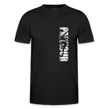 Parkour Free Running Traceur - Men's Functional T-Shirt - black - Front - AI Model Male 178 dark (178cm)