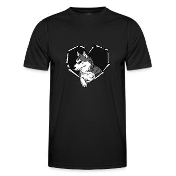 Husky Crack Torn Hole Heart Dog - T-shirt sport Homme - noir - Devant - AI Model Male 178 dark (178cm)