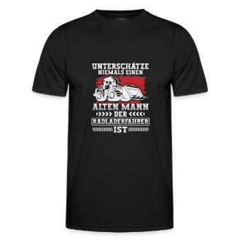 Radladerfahrer unterschätze niemals Radlader - Männer Funktions-T-Shirt - Schwarz - Vorne - AI Model Male 178 dark (178cm)