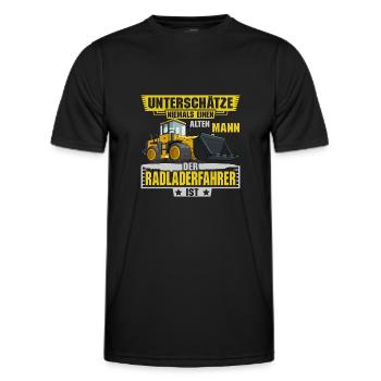 Radladerfahrer unterschätze niemals Radlader - Männer Funktions-T-Shirt - Schwarz - Vorne - AI Model Male 178 dark (178cm)