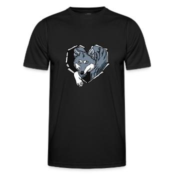 Wolf Riss zerissenes Loch Herz Wolfsgesicht - Männer Funktions-T-Shirt - Schwarz - Vorne - AI Model Male 178 dark (178cm)