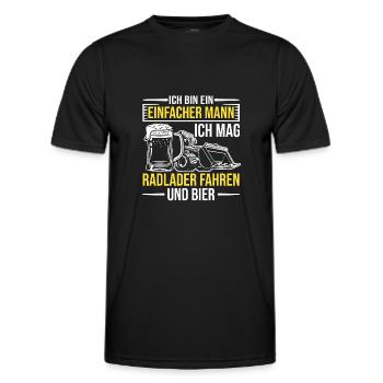 Radlader und Bier Radladerfahrer Bauarbeiter - Männer Funktions-T-Shirt - Schwarz - Vorne - AI Model Male 178 dark (178cm)