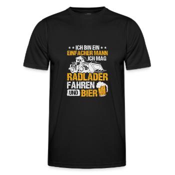 Radlader und Bier Radladerfahrer Bauarbeiter - Männer Funktions-T-Shirt - Schwarz - Vorne - AI Model Male 178 dark (178cm)