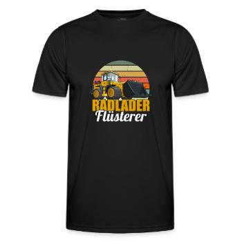 Radlader Flüsterer Retro Radladerfahrer - Männer Funktions-T-Shirt - Schwarz - Vorne - AI Model Male 178 dark (178cm)