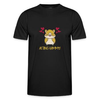 Acting Hammy Hamster Cheeks Hearts Hamster Food - Men's Functional T-Shirt - black - Front - AI Model Male 178 dark (178cm)