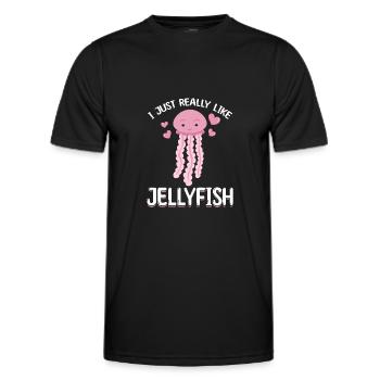 Jellyfish Jellyfish I just like jellyfish very much - Men's Functional T-Shirt - black - Front - AI Model Male 178 dark (178cm)