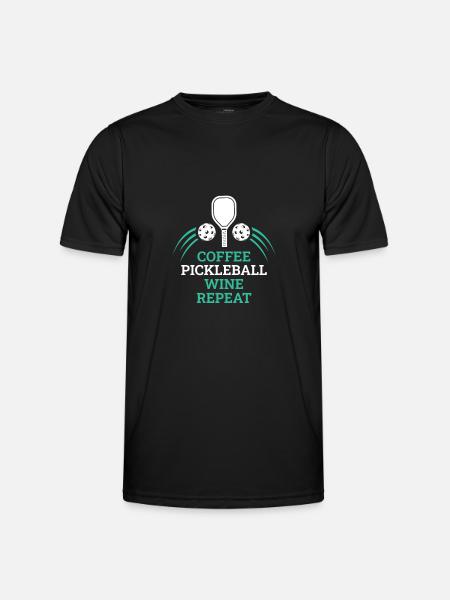 Café Pickleball Vin Répéter - T-shirt sport Homme - noir