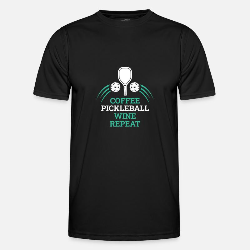 Coffee Pickleball Wine Repeat - Männer Funktions-T-Shirt - Schwarz