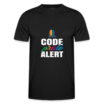 Code Pride Alert Bisexual Lesbian Love Asexual Tra - Männer Funktions-T-Shirt - Schwarz - Vorne - AI Model Male 178 dark (178cm)