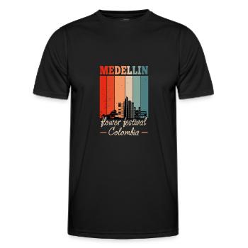 Nostalgisches Vintage Medellin Blumen Festival - Männer Funktions-T-Shirt - Schwarz - Vorne - AI Model Male 178 dark (178cm)