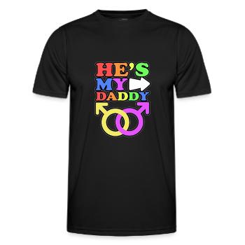 Er ist mein Papa Homosexuell Eltern Kind mit 2 - Männer Funktions-T-Shirt - Schwarz - Vorne - AI Model Male 178 dark (178cm)