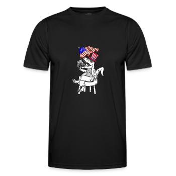 4th Of July Dinosaur US Flag Dino Patriotic Day - Men's Functional T-Shirt - black - Front - AI Model Male 178 dark (178cm)