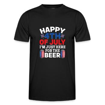 Joyeux 4 juillet, je suis juste ici pour la bière - T-shirt sport Homme - noir - Devant - AI Model Male 178 dark (178cm)