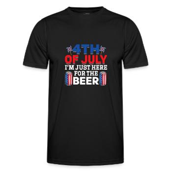 4th Of July I'm Just Here For The Beer Patriotic - Männer Funktions-T-Shirt - Schwarz - Vorne - AI Model Male 178 dark (178cm)