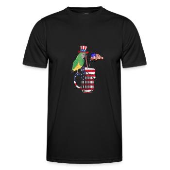 Drôle de fête patriotique Perroquet 4 juillet - T-shirt sport Homme - noir - Devant - AI Model Male 178 dark (178cm)