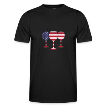4 juillet Fête Fête patriotique Vin Drapeau américain 4ème - T-shirt sport Homme - noir - Devant - AI Model Male 178 dark (178cm)