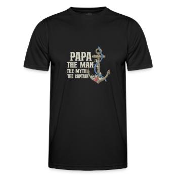 Bateau Papa Capitaine de bateau Ponton Marin Croisière - T-shirt sport Homme - noir - Devant - AI Model Male 178 dark (178cm)
