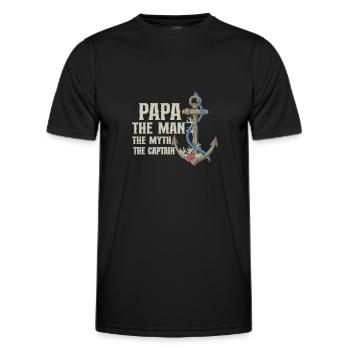 Bateau Papa Capitaine de bateau Ponton Marin Croisière - T-shirt sport Homme - noir - Devant - AI Model Male 178 dark (178cm)