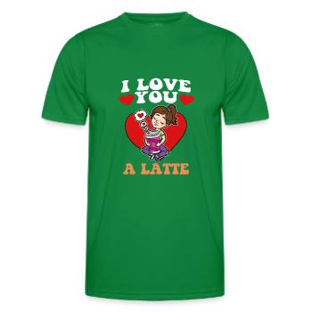 I love you a Latte Coffee Cappuicino - Men's Functional T-Shirt - kelly green - Front - AI Model Male 178 dark (178cm)