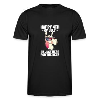 Patriotic Llama Happy 4th of July I'm Just Here - Men's Functional T-Shirt - black - Front - AI Model Male 178 dark (178cm)