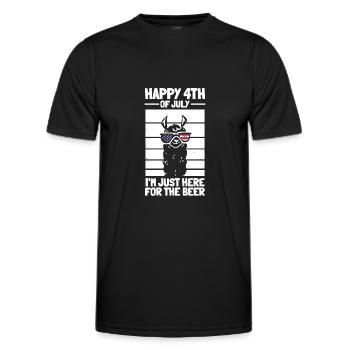 Happy 4th of July I'm Just Here For The Beer Llama - Men's Functional T-Shirt - black - Front - AI Model Male 178 dark (178cm)