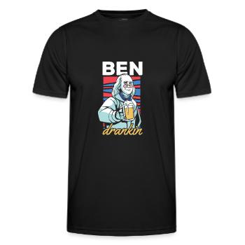 Ben Drankin Drôle Benjamin Citation Bière 4 Juillet - T-shirt sport Homme - noir - Devant - AI Model Male 178 dark (178cm)