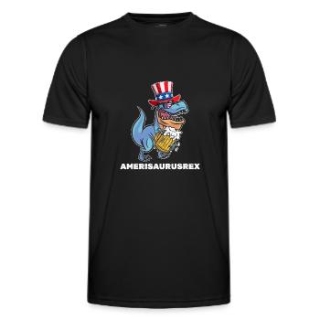 4th Of July Dinosaur Patriotic Dino Amerisaurusrex - Männer Funktions-T-Shirt - Schwarz - Vorne - AI Model Male 178 dark (178cm)