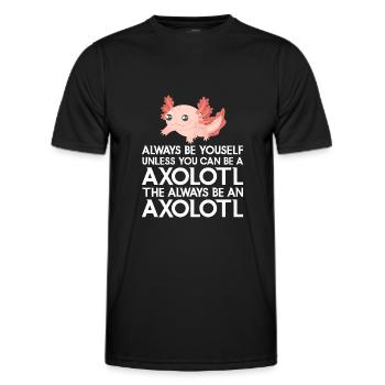 Axolotl Amphibie Lurch Salamander - Männer Funktions-T-Shirt - Schwarz - Vorne - AI Model Male 178 dark (178cm)