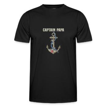 Bateau Papa Capitaine de bateau Ponton Marin Croisière - T-shirt sport Homme - noir - Devant - AI Model Male 178 dark (178cm)