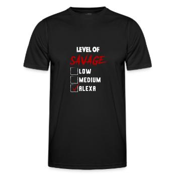 Niveau de Sauvage: ALEXA Coche Nouveauté Personnalisée Na - T-shirt sport Homme - noir - Devant - AI Model Male 178 dark (178cm)