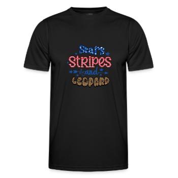 Stars Stripes and Leopard Happy 4th of July - Männer Funktions-T-Shirt - Schwarz - Vorne - AI Model Male 178 dark (178cm)