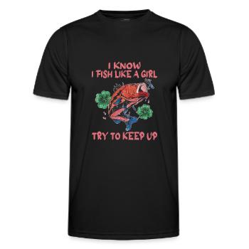 Pêche Pêche Pêcheur Pêche Canne à pêche - T-shirt sport Homme - noir - Devant - AI Model Male 178 dark (178cm)