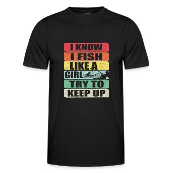 Pêche Pêche Pêcheur Pêche Canne à pêche - T-shirt sport Homme - noir - Devant - AI Model Male 178 dark (178cm)