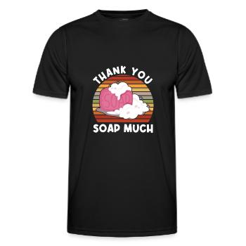Merci beaucoup savon - Soap Maker - T-shirt sport Homme - noir - Devant - AI Model Male 178 dark (178cm)