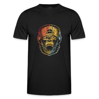 Monkey DJ mit Kopfhörer & Sonnenbrille Geschenkide - Männer Funktions-T-Shirt - Schwarz - Vorne - AI Model Male 178 dark (178cm)