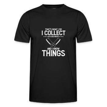 Objets blancs et collecteur de couteaux de cuisine - T-shirt sport Homme - noir - Devant - AI Model Male 178 dark (178cm)