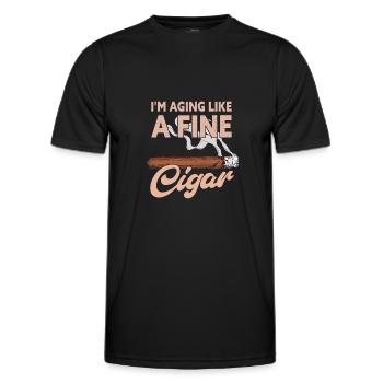 I'm Aging Like A Fine Cigar Funny Cigar Smoker - Männer Funktions-T-Shirt - Schwarz - Vorne - AI Model Male 178 dark (178cm)