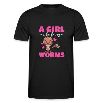 Compost Worm Cute Worm - A girl who worms - Men's Functional T-Shirt - black - Front - AI Model Male 178 dark (178cm)