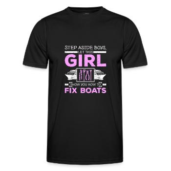 Woman Girl fix boats - Männer Funktions-T-Shirt - Schwarz - Vorne - AI Model Male 178 dark (178cm)