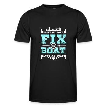 Fix my boat love my boat - Männer Funktions-T-Shirt - Schwarz - Vorne - AI Model Male 178 dark (178cm)