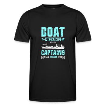 Boat mechanic because captains need heroes too - Männer Funktions-T-Shirt - Schwarz - Vorne - AI Model Male 178 dark (178cm)