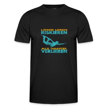 Lieber Leben riskieren, als Hantel verlieren. - Männer Funktions-T-Shirt - Schwarz - Vorne - AI Model Male 178 dark (178cm)