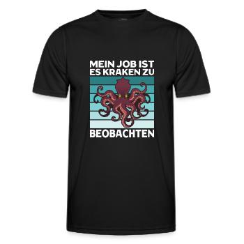 Meeresbiologe Kraken Meeresforscher Oktopus - Männer Funktions-T-Shirt - Schwarz - Vorne - AI Model Male 178 dark (178cm)