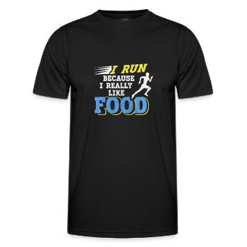 Je cours parce que j’aime beaucoup food Funny Runner - T-shirt sport Homme - noir - Devant - AI Model Male 178 dark (178cm)