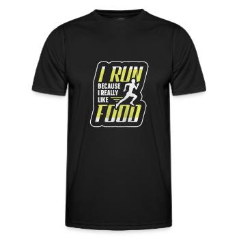 Je cours parce que j’aime beaucoup food Funny Runner - T-shirt sport Homme - noir - Devant - AI Model Male 178 dark (178cm)