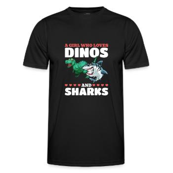 Dinosaurier Great White Shark Ein Mädchen, das - Männer Funktions-T-Shirt - Schwarz - Vorne - AI Model Male 178 dark (178cm)