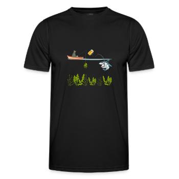 Lustiger Angelhai Fischer Great White Shark - Männer Funktions-T-Shirt - Schwarz - Vorne - AI Model Male 178 dark (178cm)