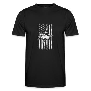 Requin Drapeau américain Requin Drapeau américain Grand - T-shirt sport Homme - noir - Devant - AI Model Male 178 dark (178cm)