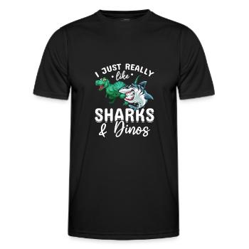 Great White Shark Dinosaur Ich mag Haie & Dinos - Männer Funktions-T-Shirt - Schwarz - Vorne - AI Model Male 178 dark (178cm)